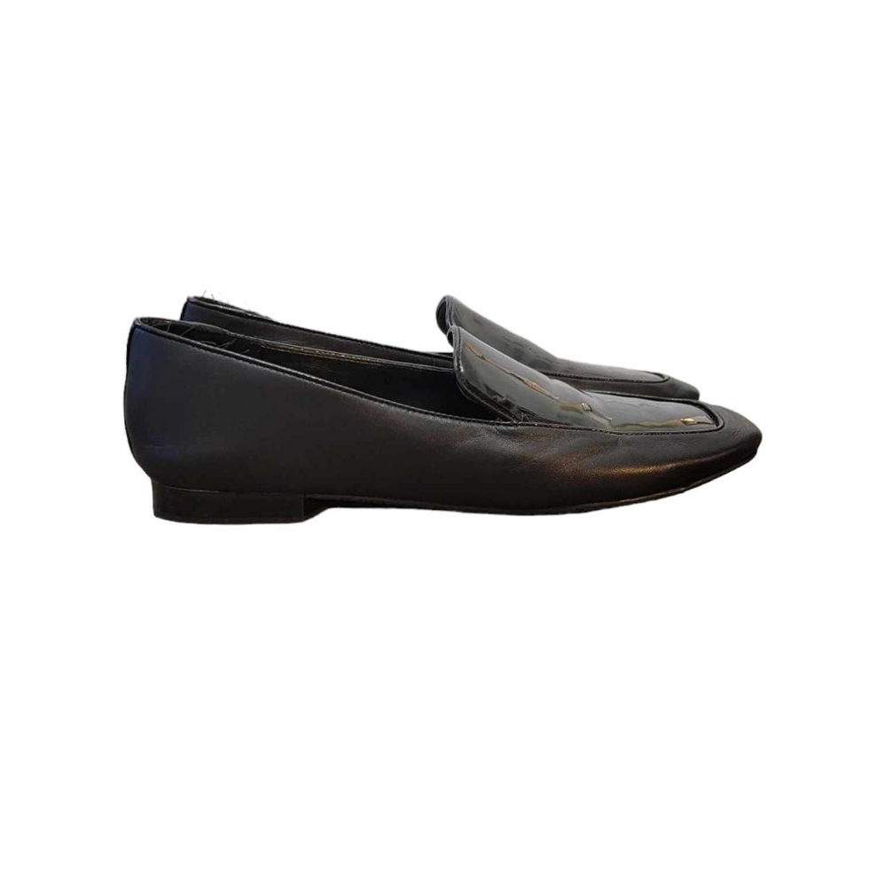 Donald J Pliner Halia Black Leather Square Toe Slip-on Loafer Size 9.5